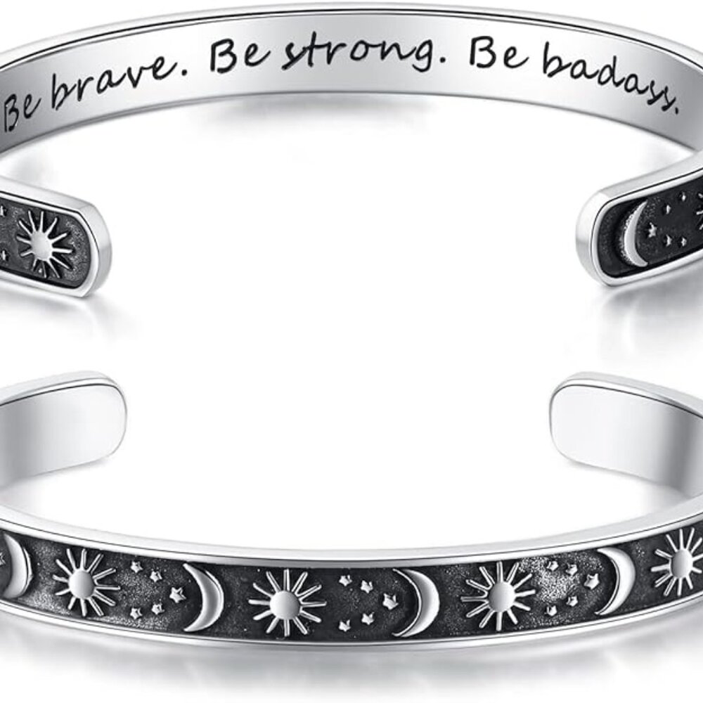 Inspirational Cuff Bracelet For Women Engraved Be Brave Be Strong Gift